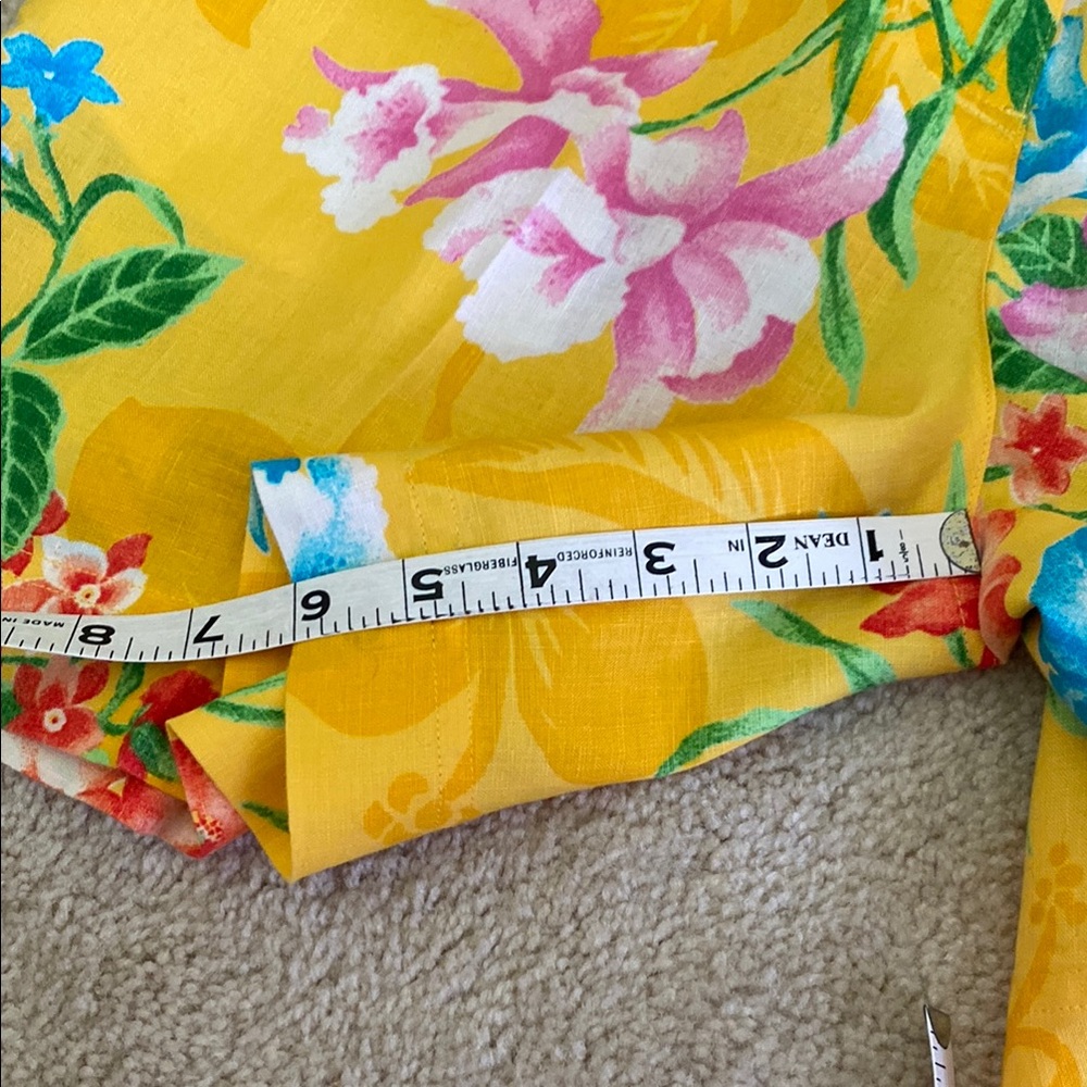 Vintage Ralph Lauren linen floral Yellow high-waisted shorts and top, S - Picture 9 of 15